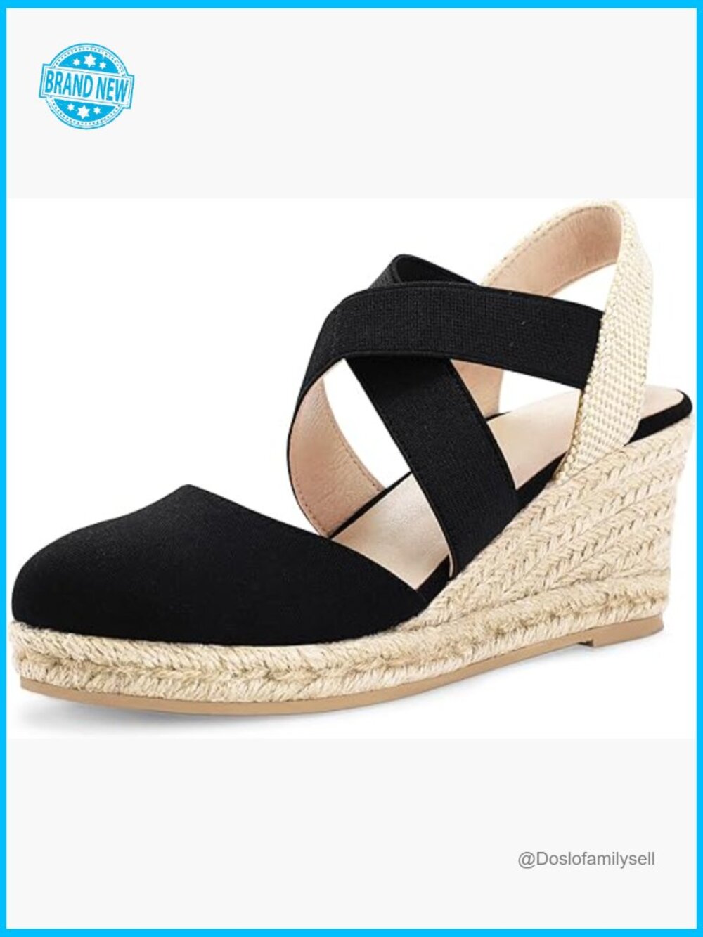 Closed Toe Crisscross Platform Espadrille Wedge Sandals Chunky Heel Slingback